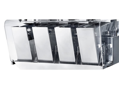 Pesadora Lineal de Cuatro Cabezales JW-AX4, de Acero Inoxidable, 50-2000g, 3L