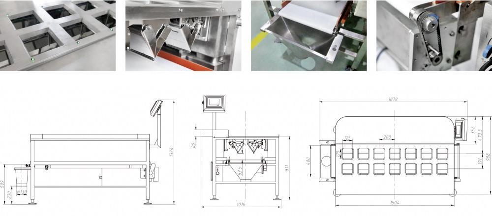 Línea completa para envasar, semiautomático (con pesadora lineal combinatoria)